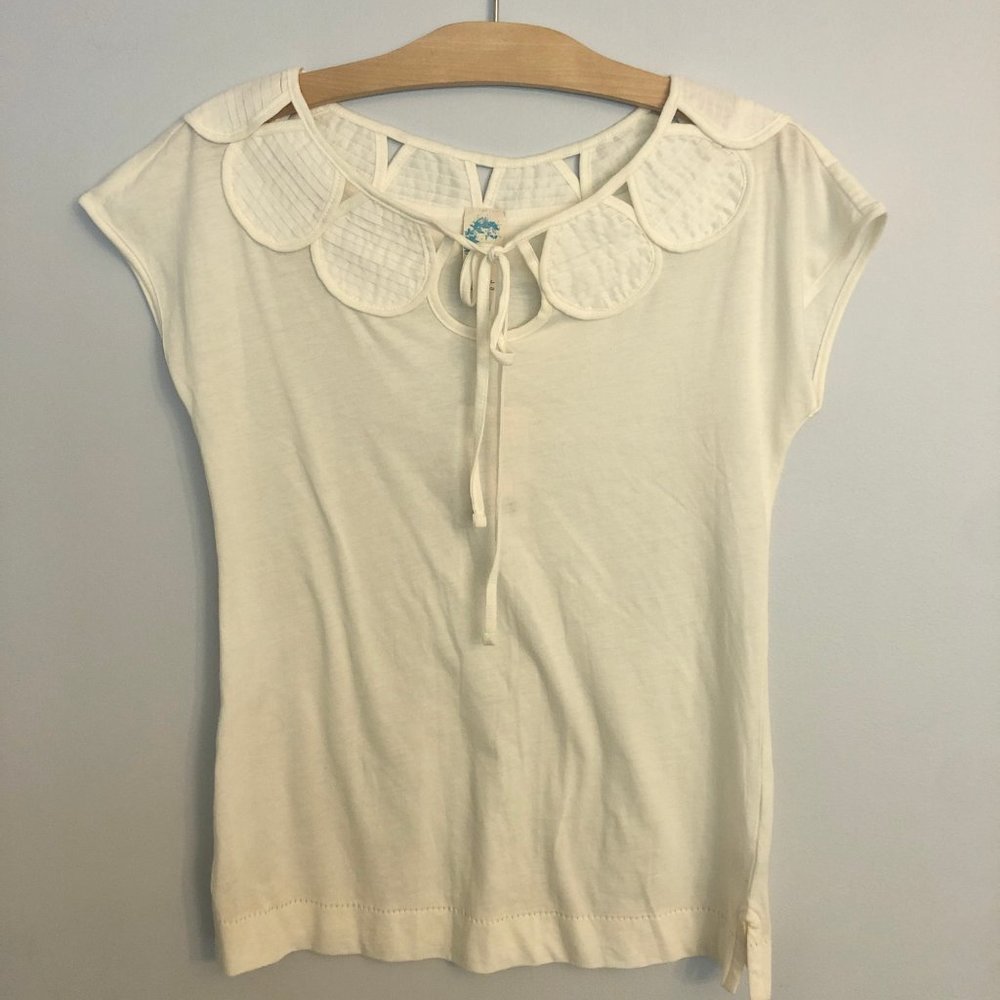 Anthropologie Flower Petal Tee in Ivory